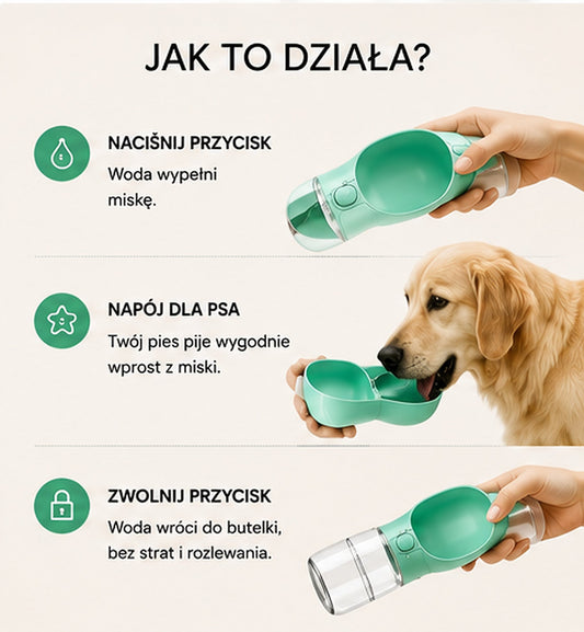 WUFFO™ AquaGo – Przenośna butelka z miską dla psa