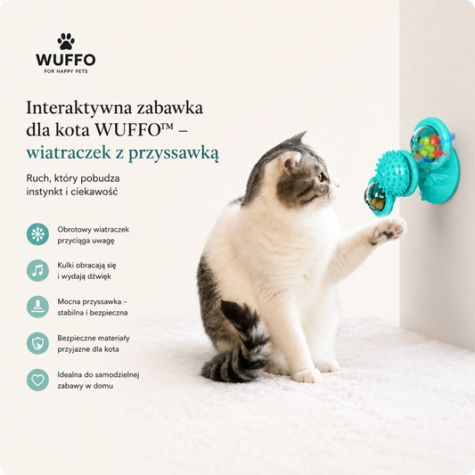 Interaktywna zabawka dla kota WUFFO™ – wiatraczek z przyssawką